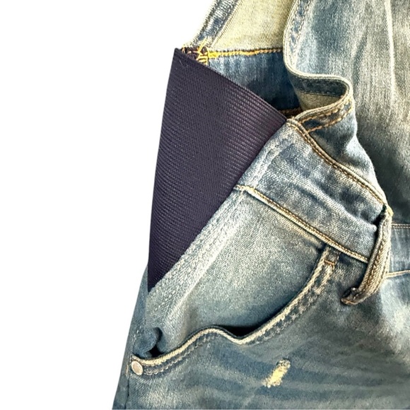 Indigo Blue Women's Maternity Denim Overall Shorts - Picture 6 of 9